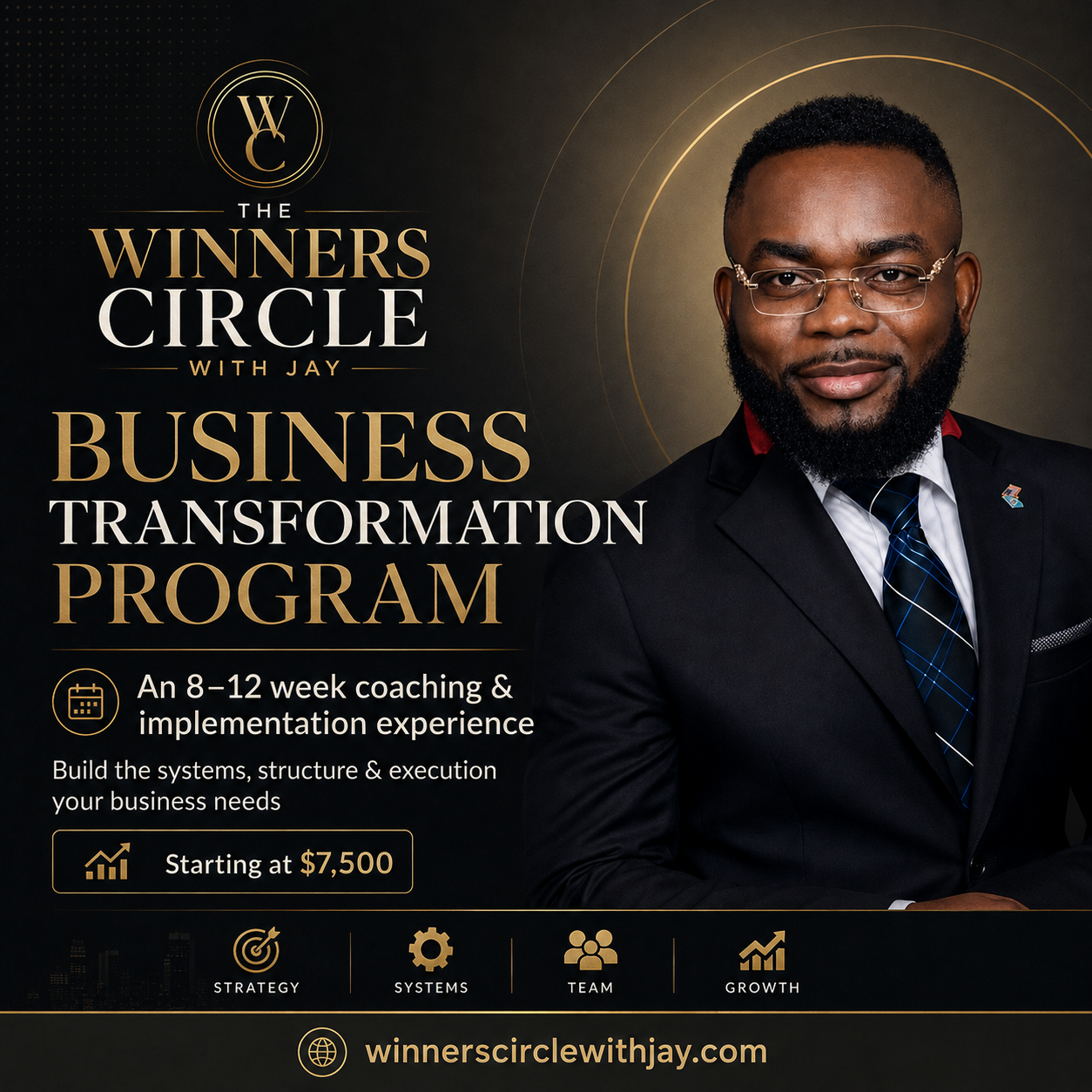 Olanrewaju Jay Adewole — business coach, strategist, author and host of The Winners Circle Podcast