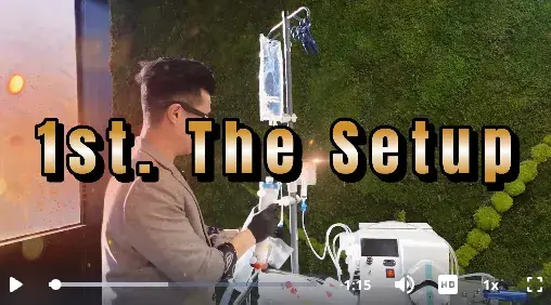 Technician setting up the EBOO machine