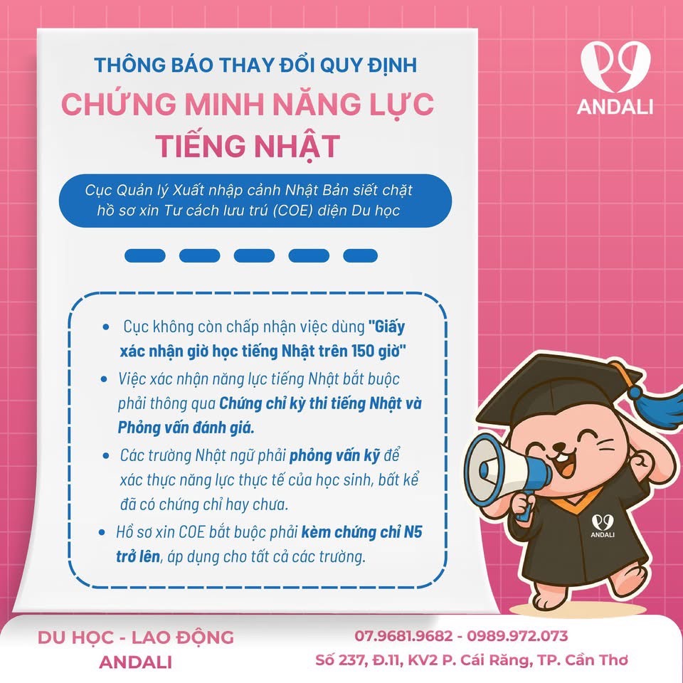 Thay đổi quy định chứng minh năng lực tiếng Nhật khi xin COE du học Nhật Bản
