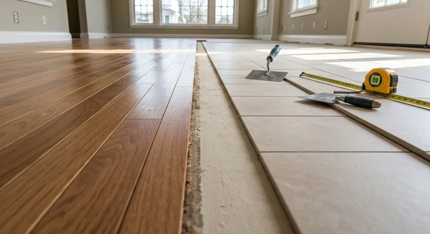 Hardwood and tile flooring installation