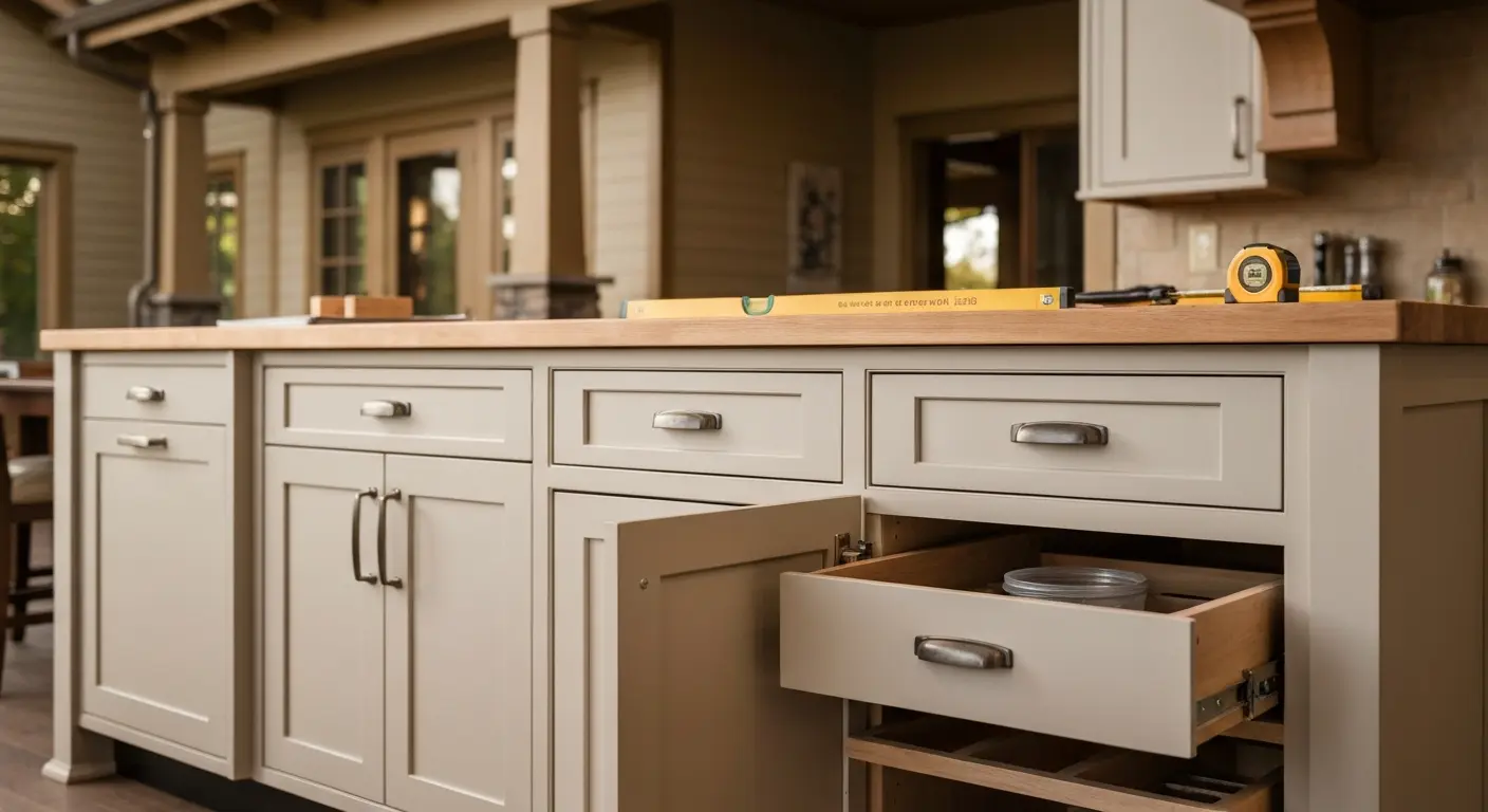 Kitchen island storage and cabinetry