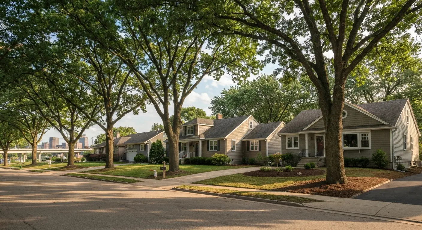 Madison suburban neighborhood street view