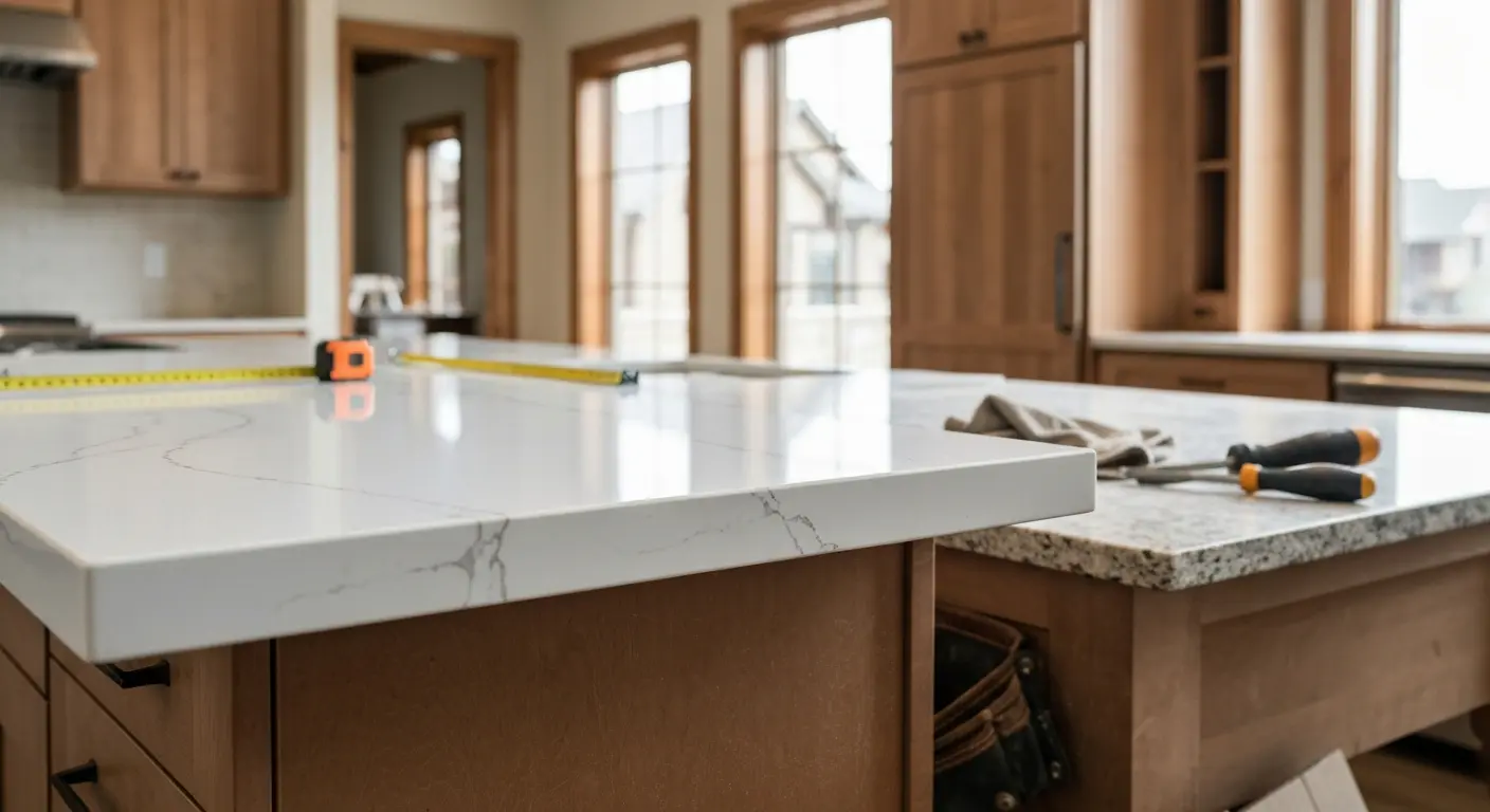 Kitchen island countertop installation
