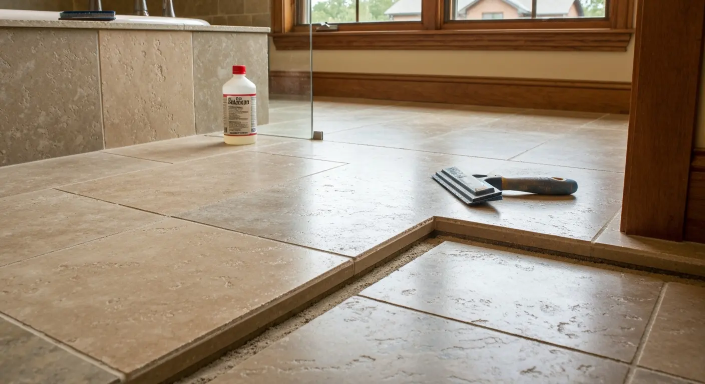 Natural stone bathroom flooring