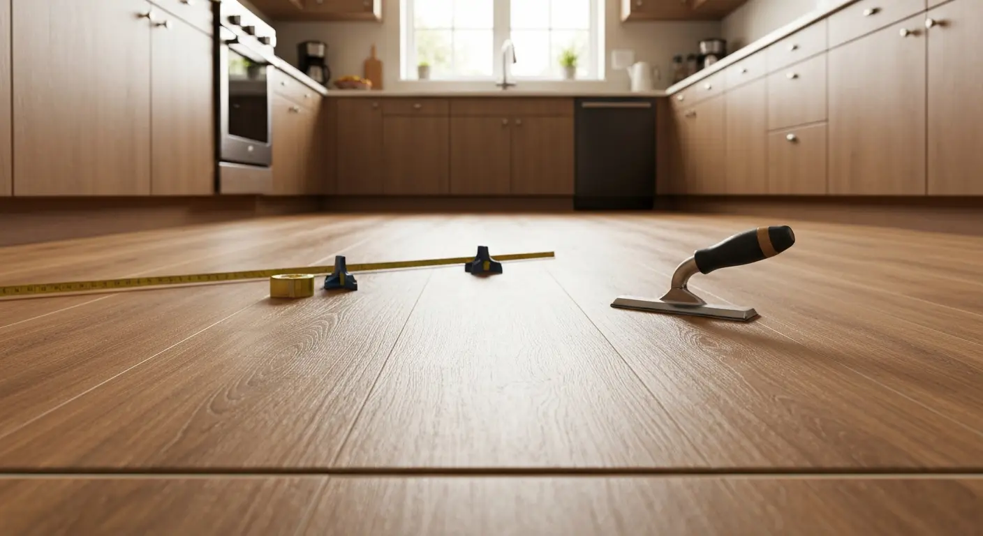 Composite hybrid flooring for kitchens