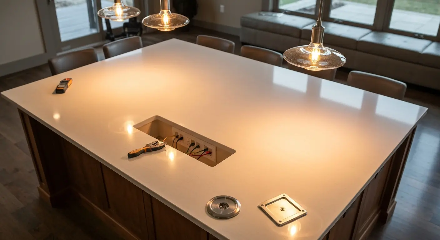 Island lighting and electrical setup