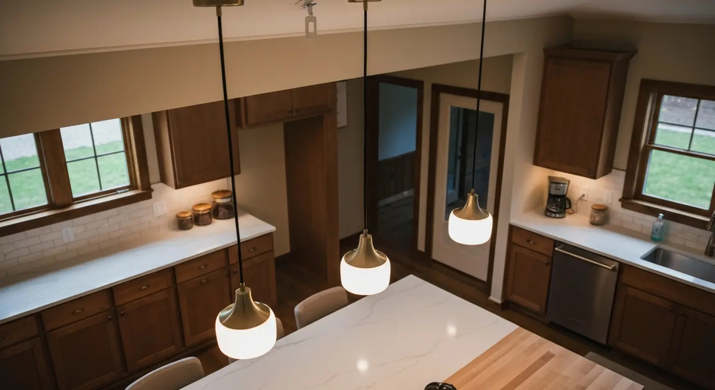 Pendant lighting over kitchen island in Madison