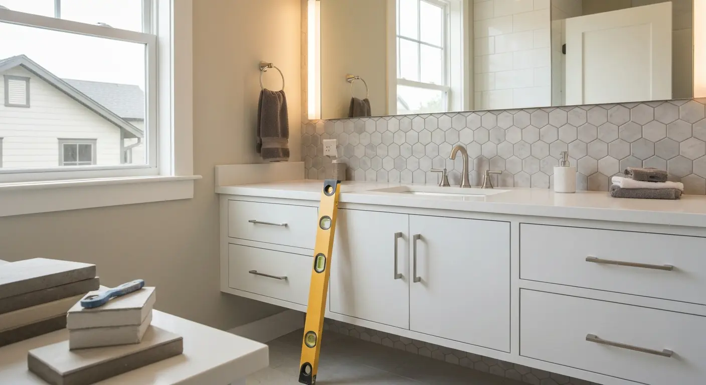 Bathroom vanity and tile installation