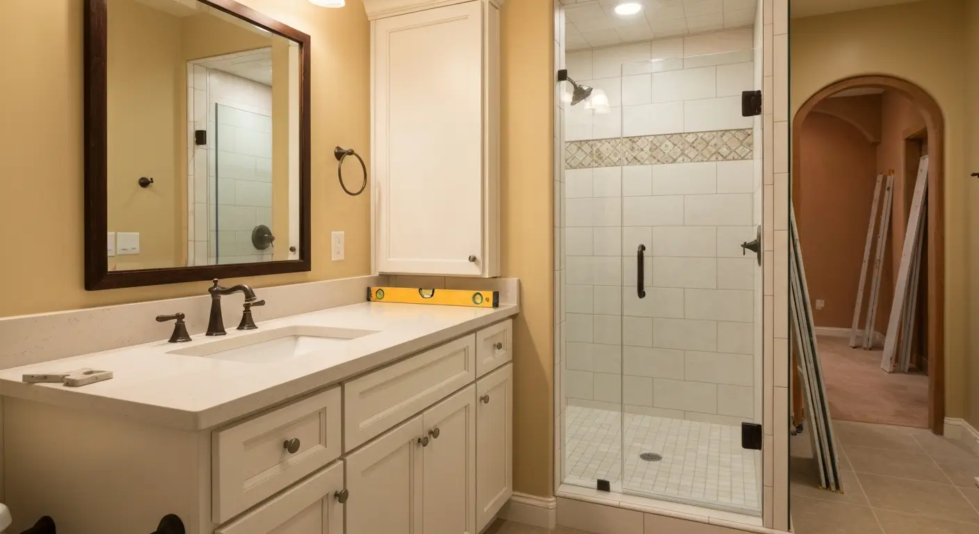 Bathroom vanity and tile installation