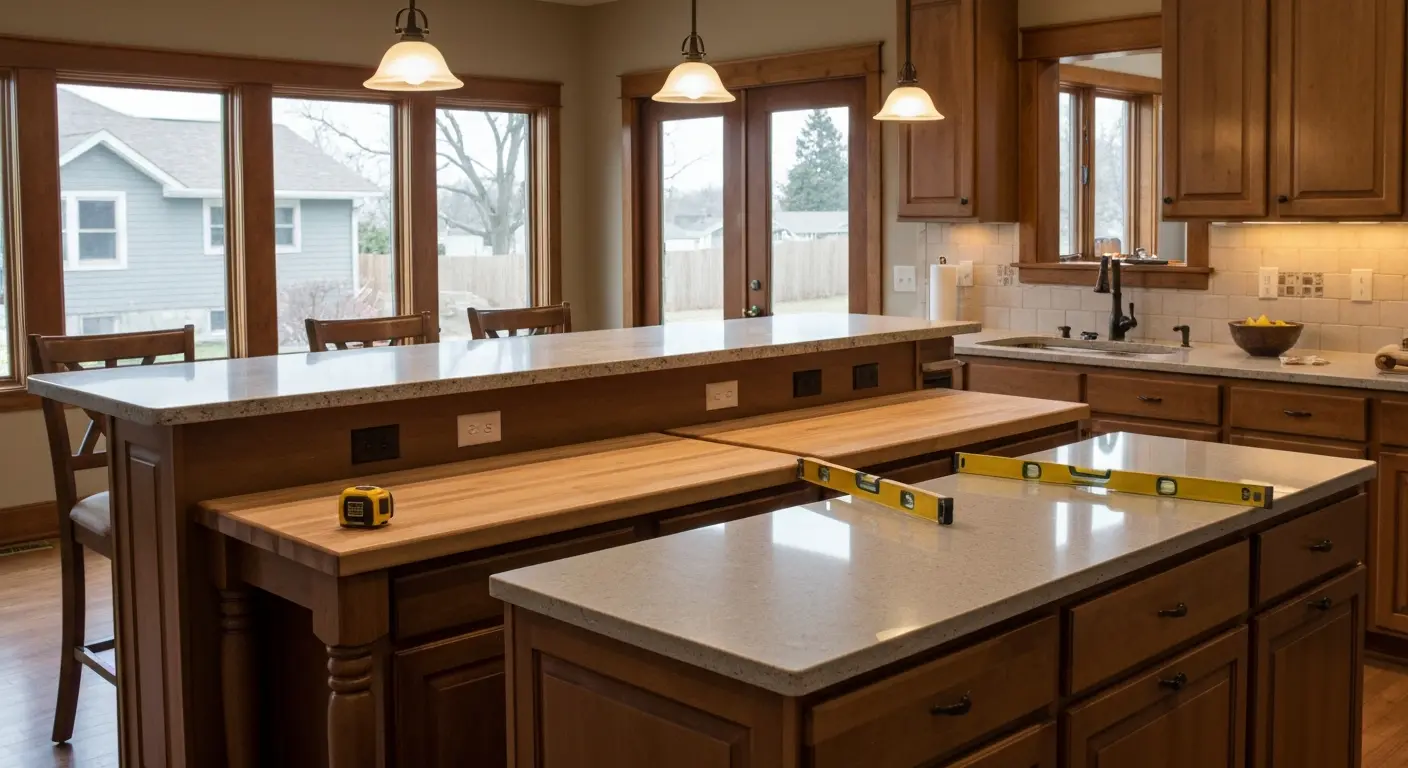 Custom kitchen island with countertop in Madison