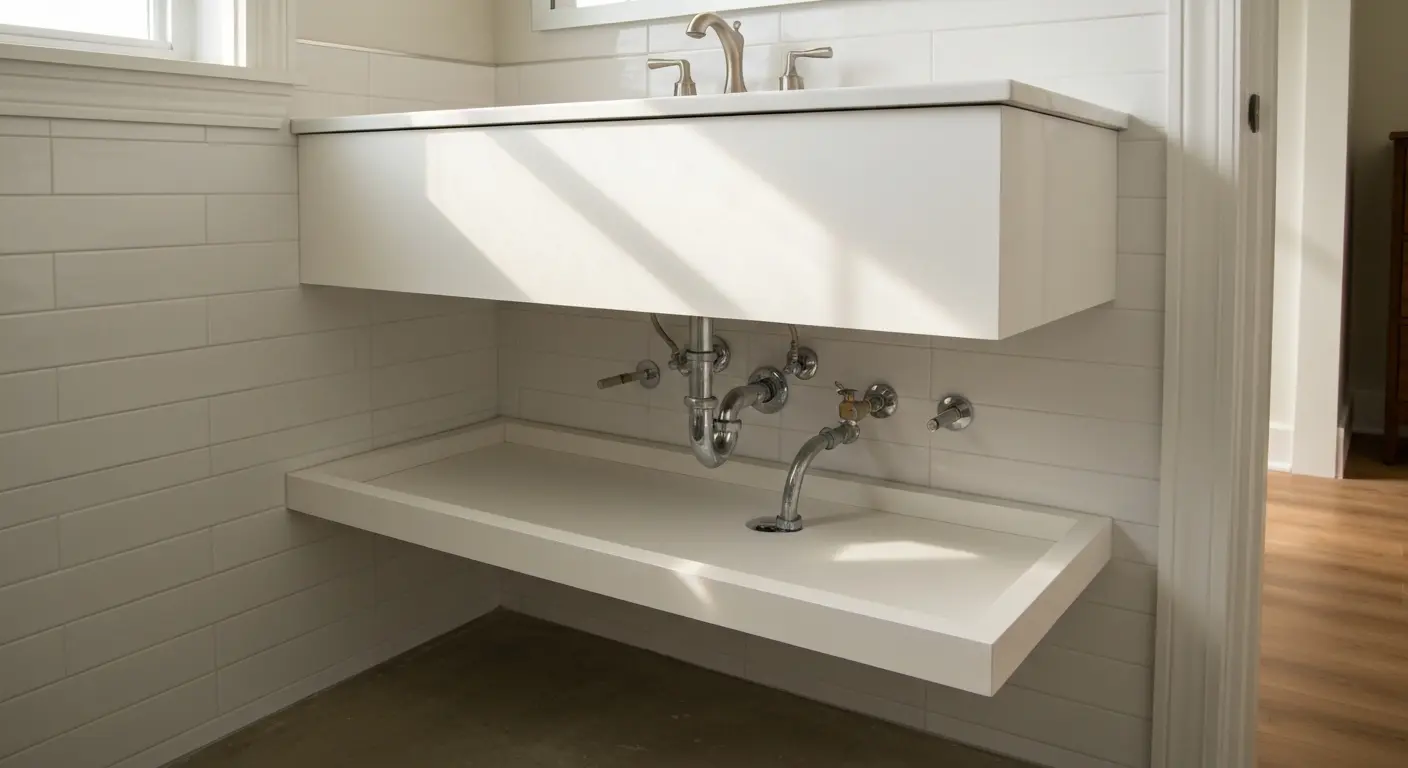 Wall-mounted vanity in modern bathroom