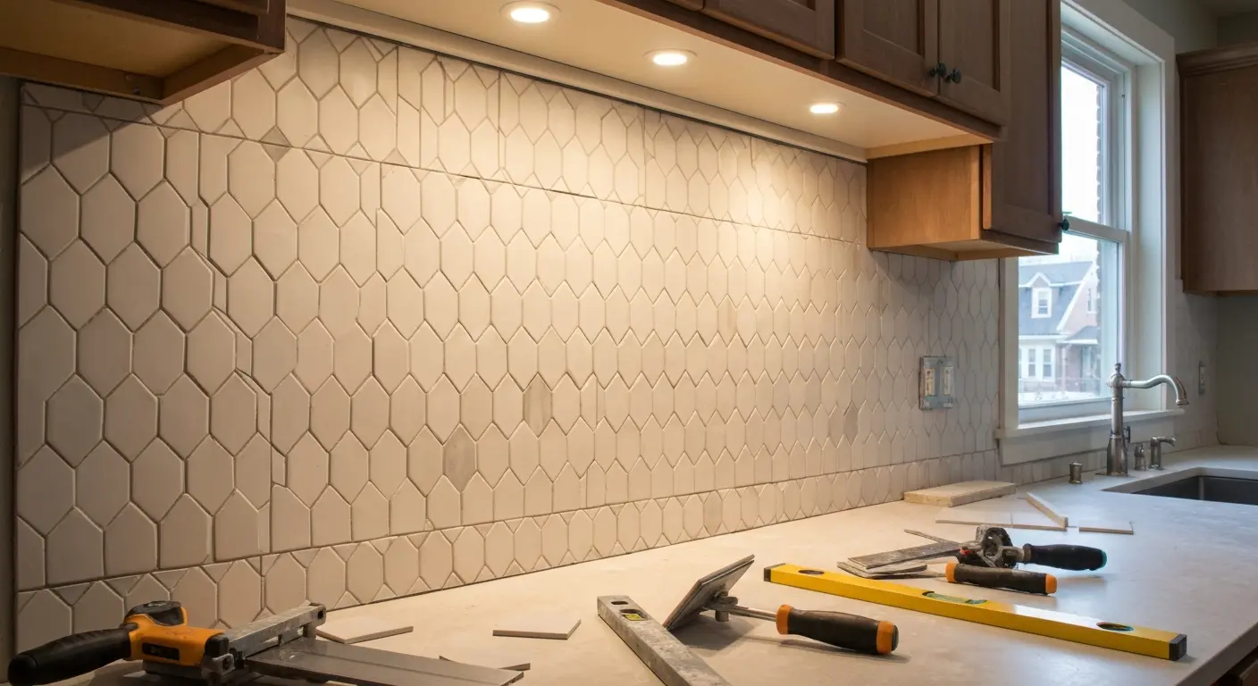 Kitchen backsplash tile installation