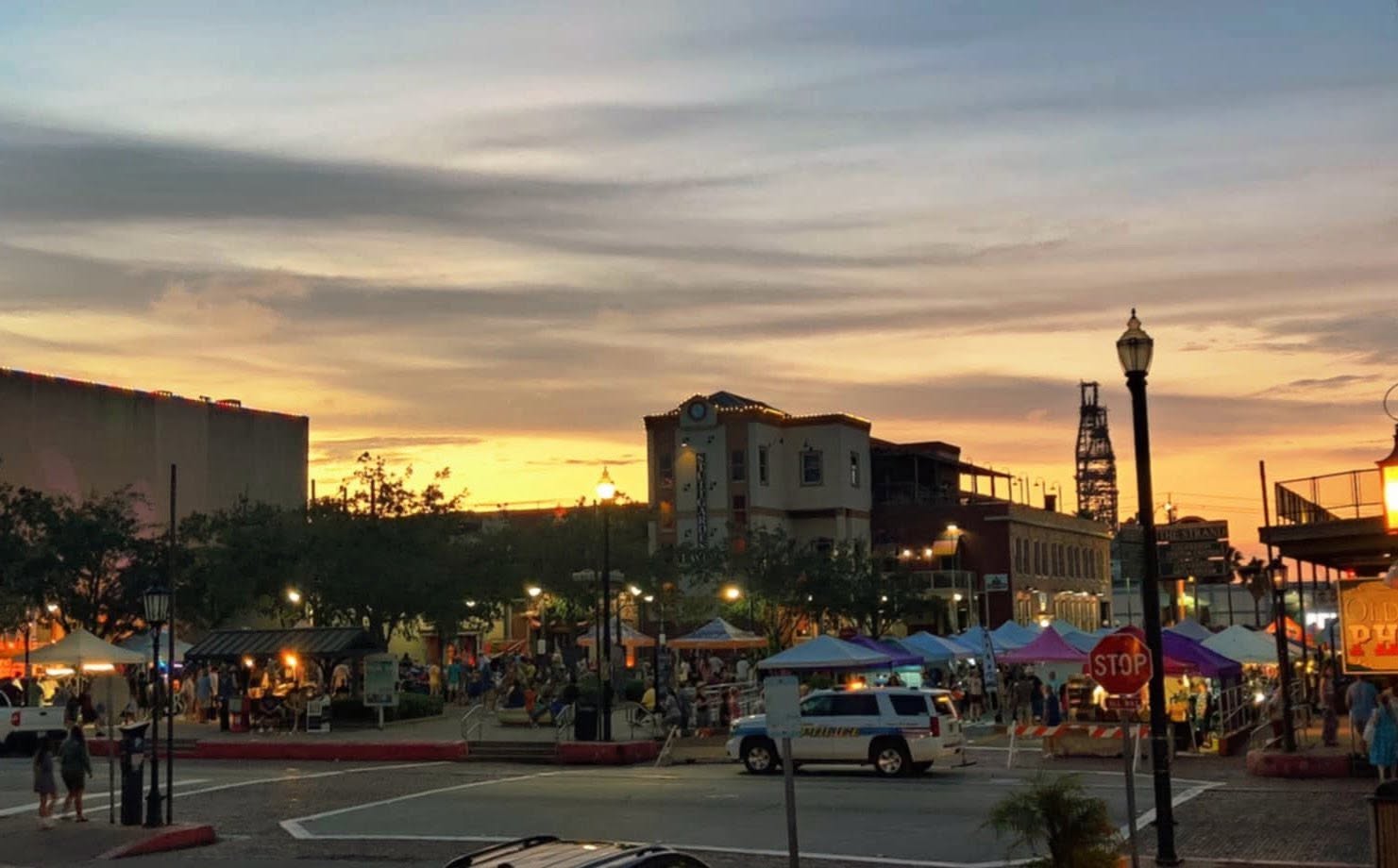 Vendor booths set up at Galveston Island Market