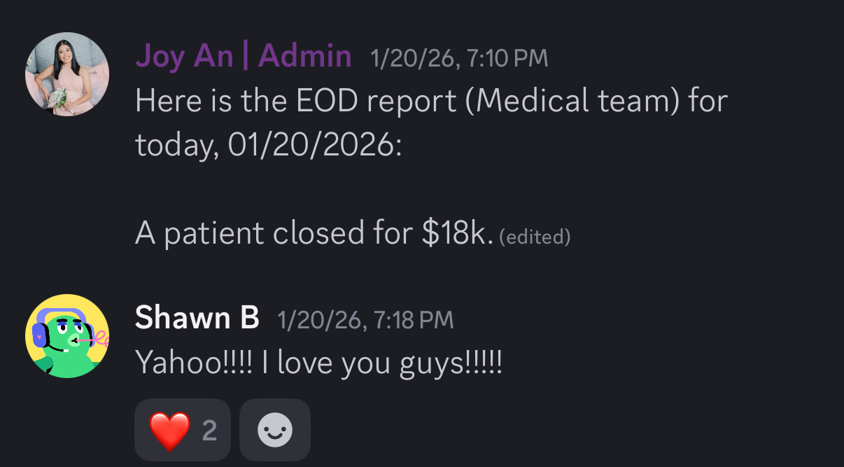 $18K closed treatment plan — EOD report