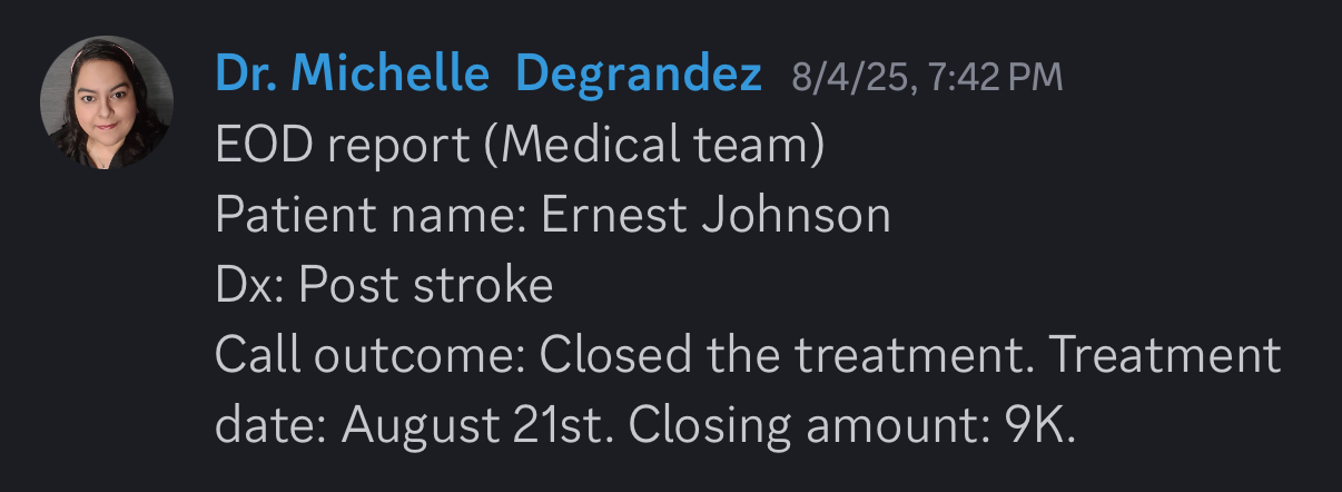 $9K closed for a post-stroke patient