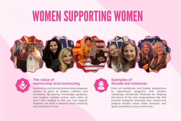 Women leaders at JDS Creative Academy mentoring and collaborating in a creative arts studio