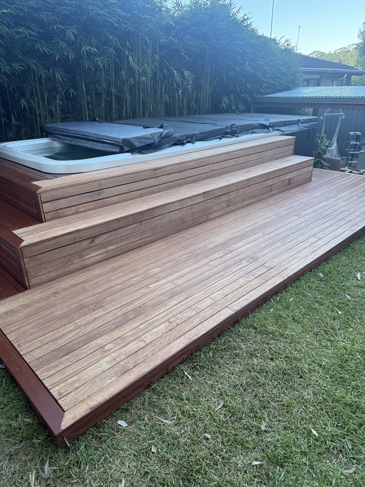 Custom spa deck surround with tiered steps