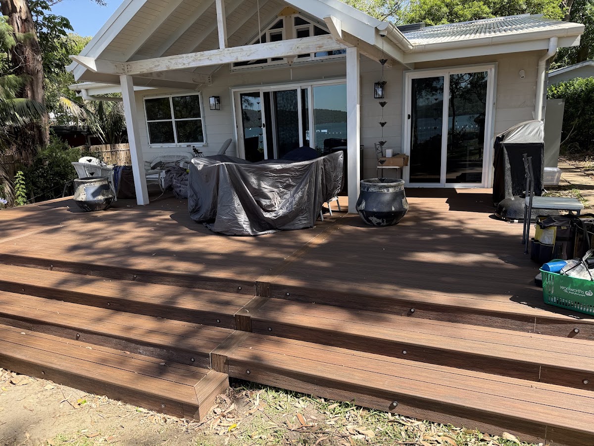 Outdoor deck and steps attached to home