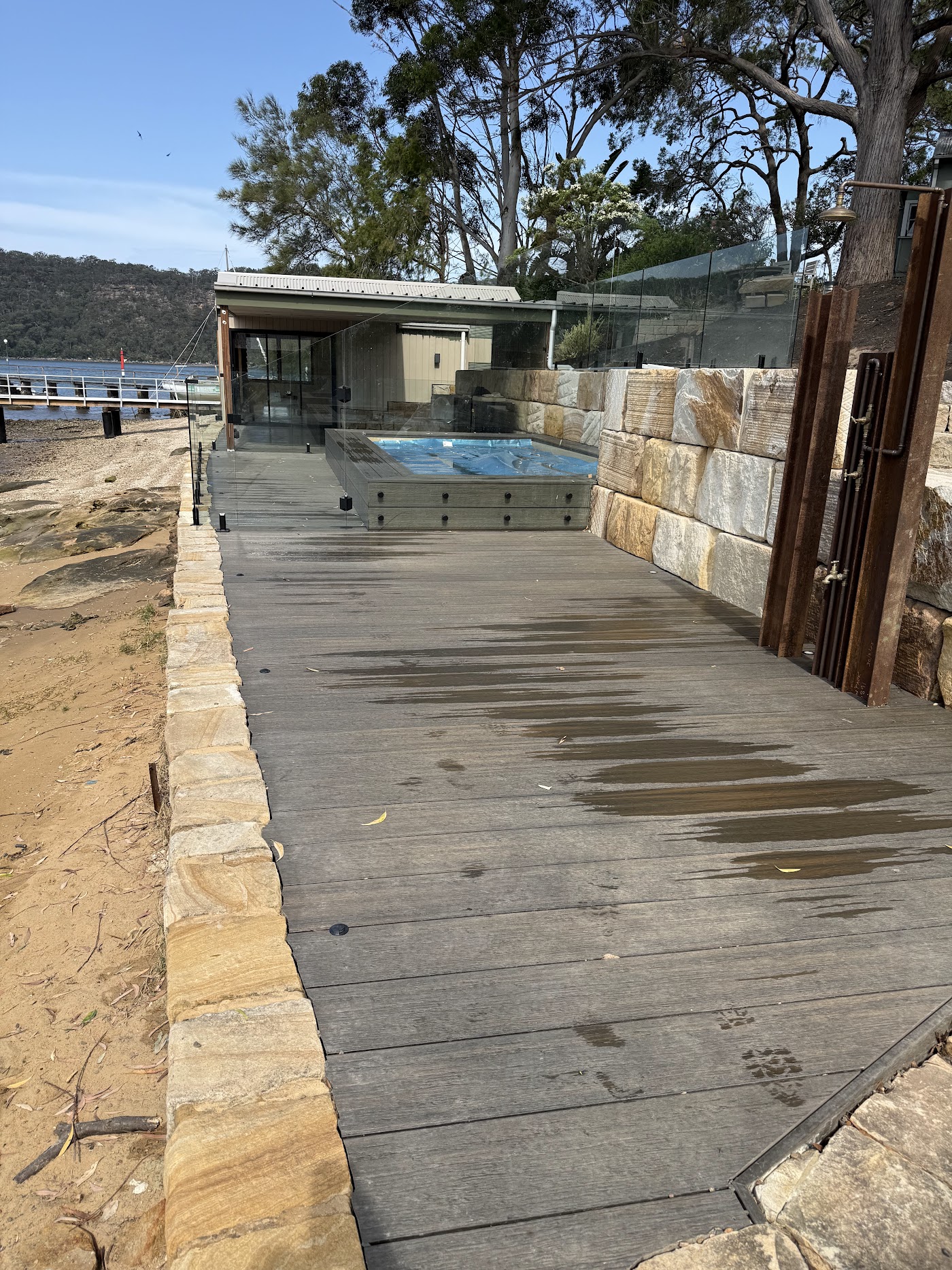 Waterfront deck and pool