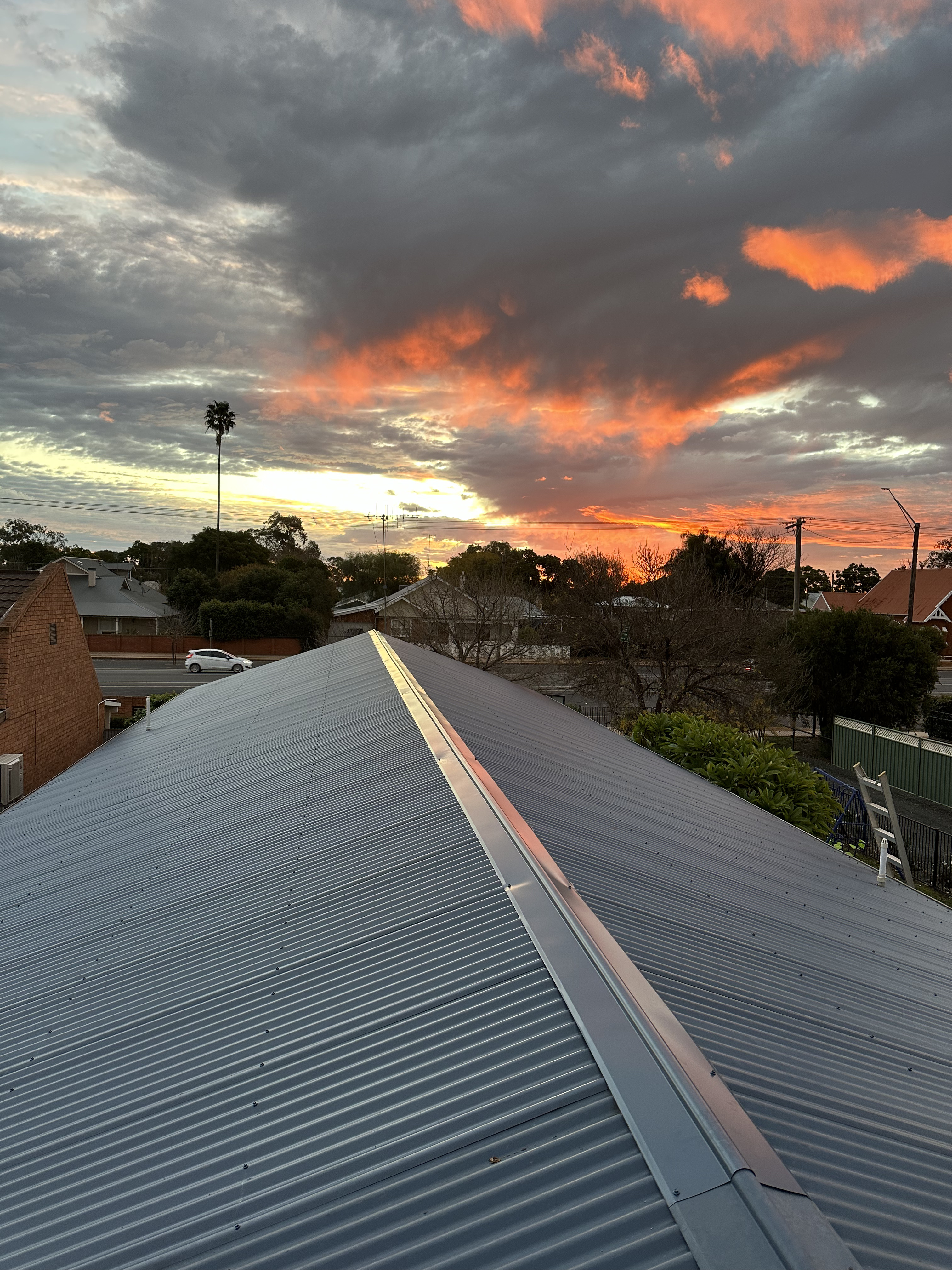 Neatly finished ridge capping running along the peak of the roof in Narromine
