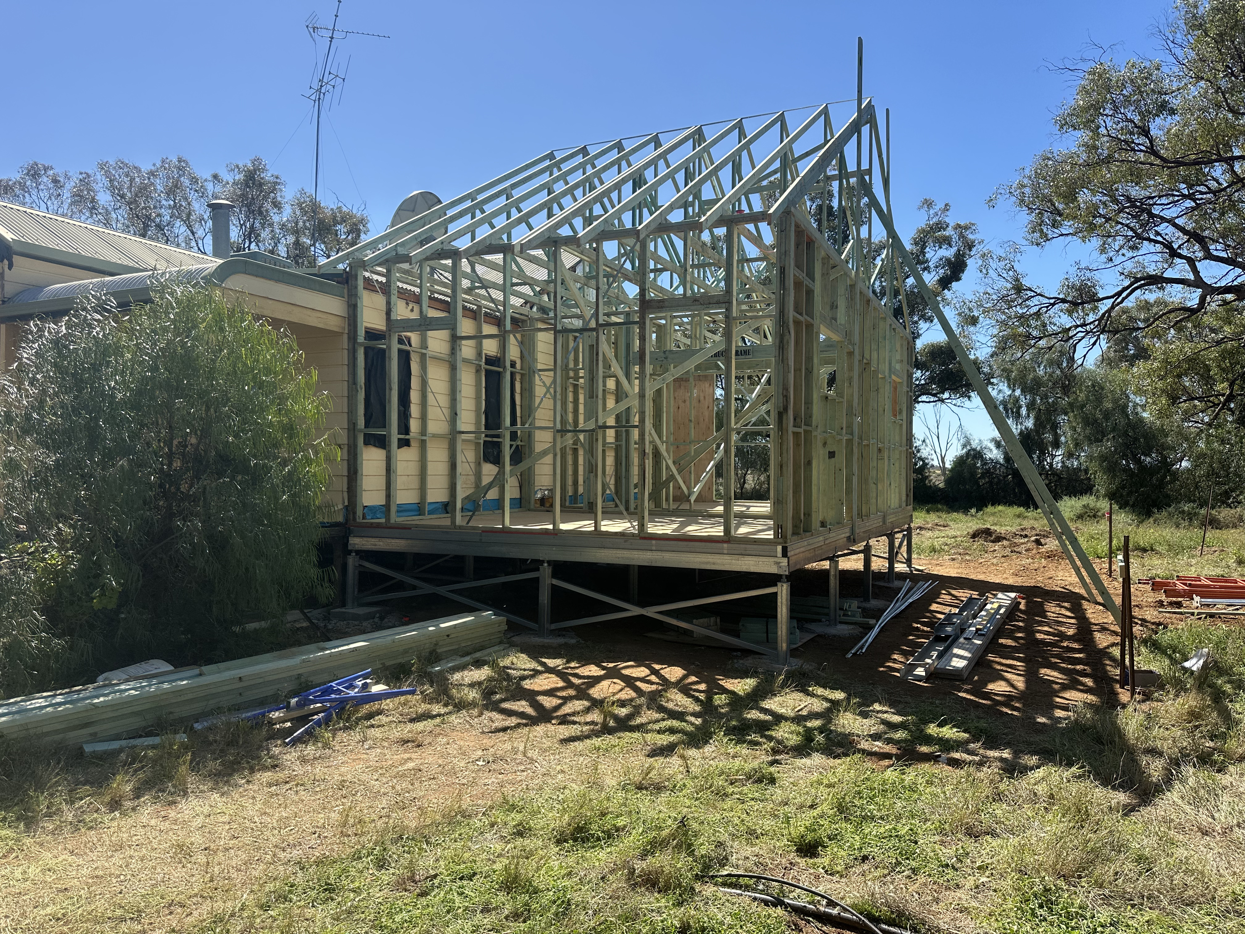Completed extension exterior with matched roofline and cladding in Warren
