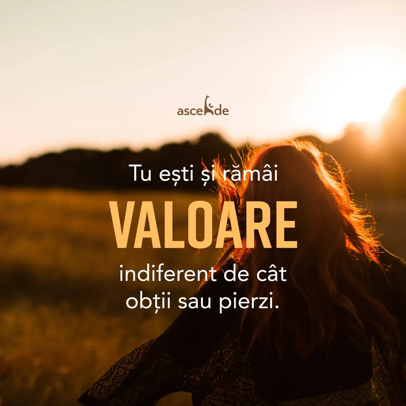 Tu ești și rămâi valoare indiferent de cât obții sau pierzi.