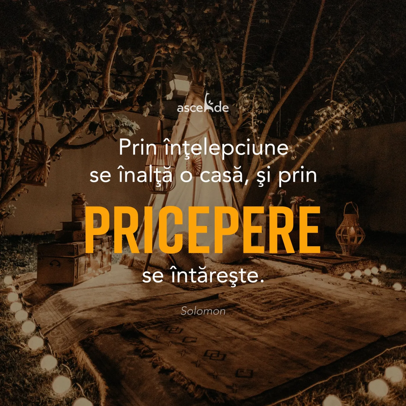 "Prin înţelepciune se înalţă o casă, şi prin pricepere se întăreşte” - Solomon