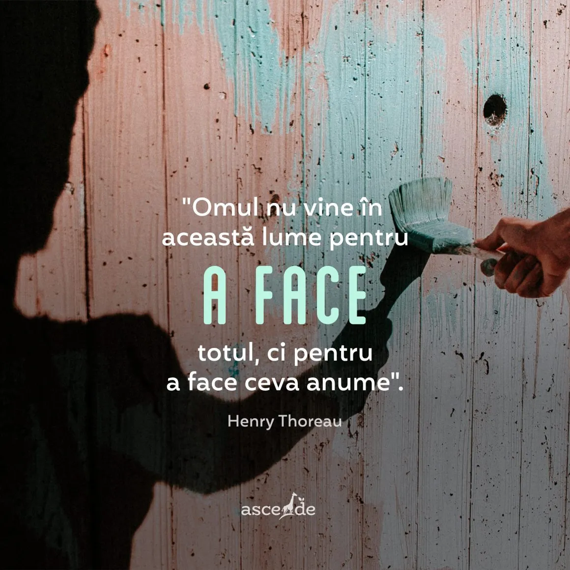 "Omul nu vine în această lume pentru a face totul, ci pentru a face ceva anume".