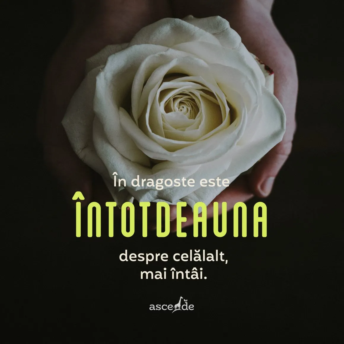 În dragoste este întotdeauna despre celălalt, mai întâi.