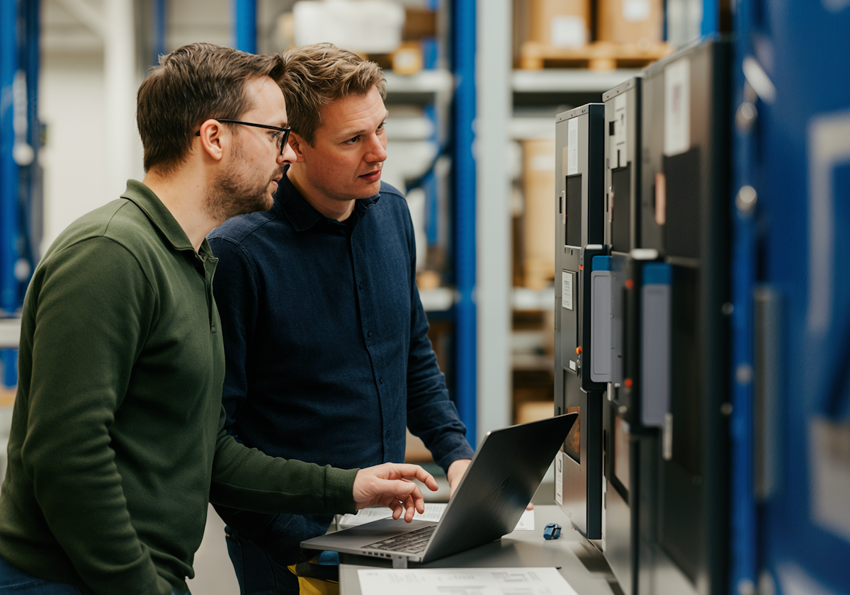 Technical team collaborating on workflow automation