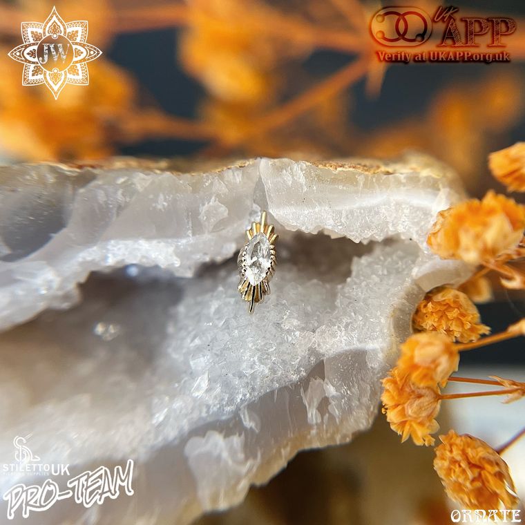Sacred Symbols - CZ Marquise with 14k Yellow Gold Fanning