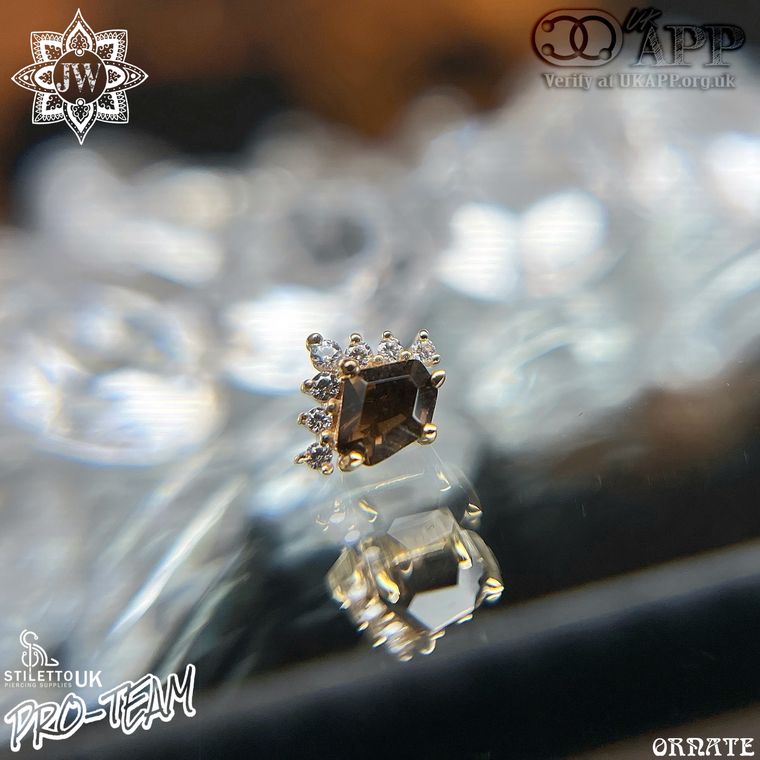 Buddha Jewelry Official - Bones & Honey Smokey Quartz & CZ 14k Yellow Gold