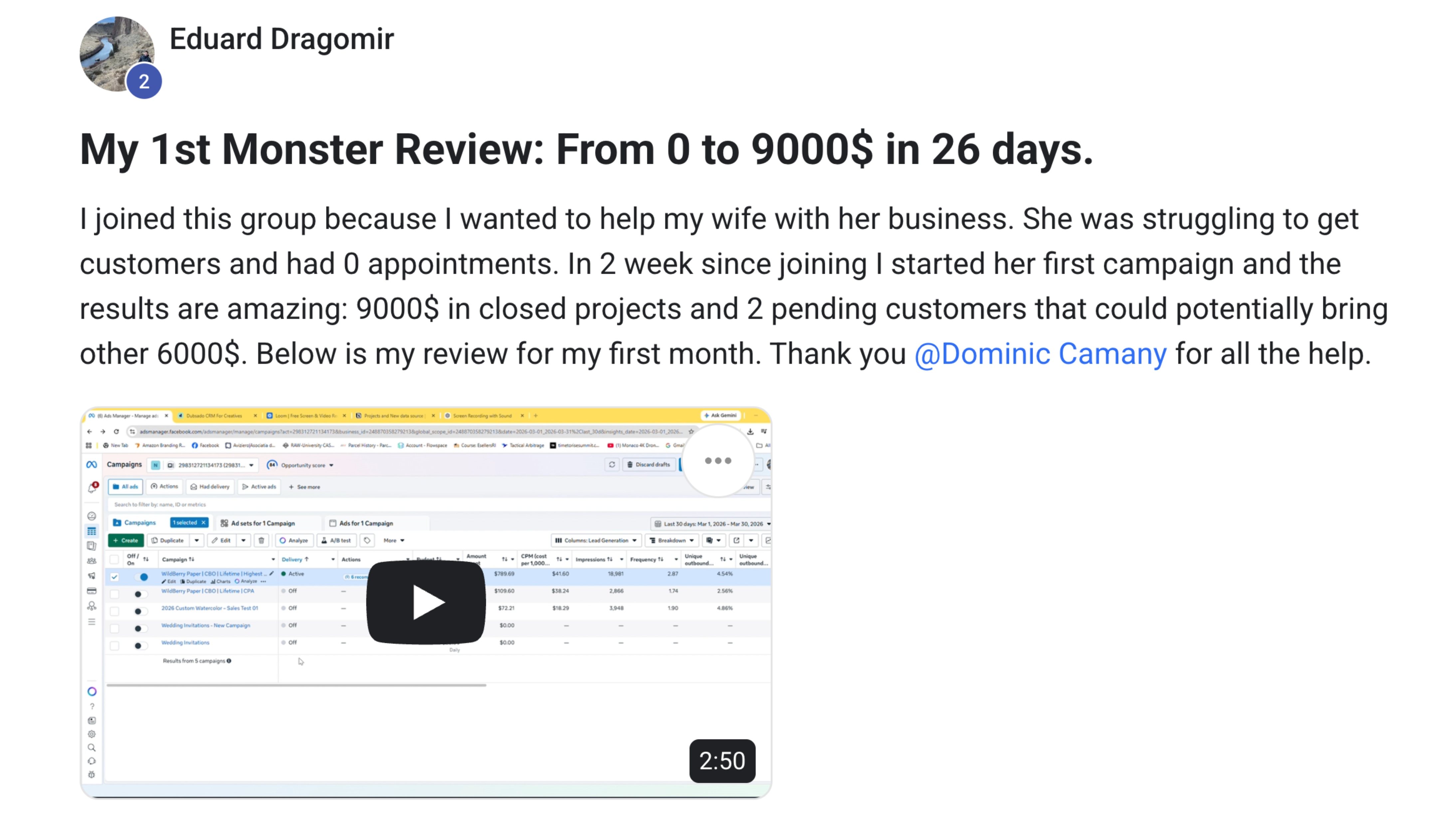 Ad account results 1