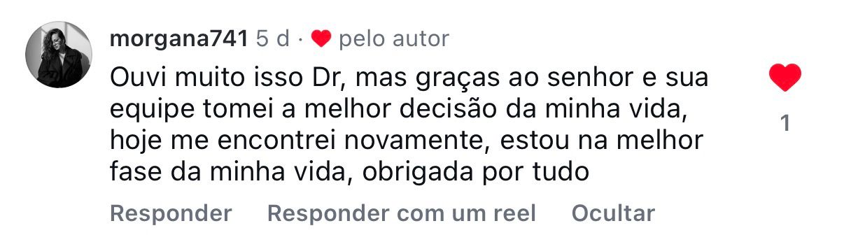 Depoimento real de paciente relatando sua experiência individual após bypass