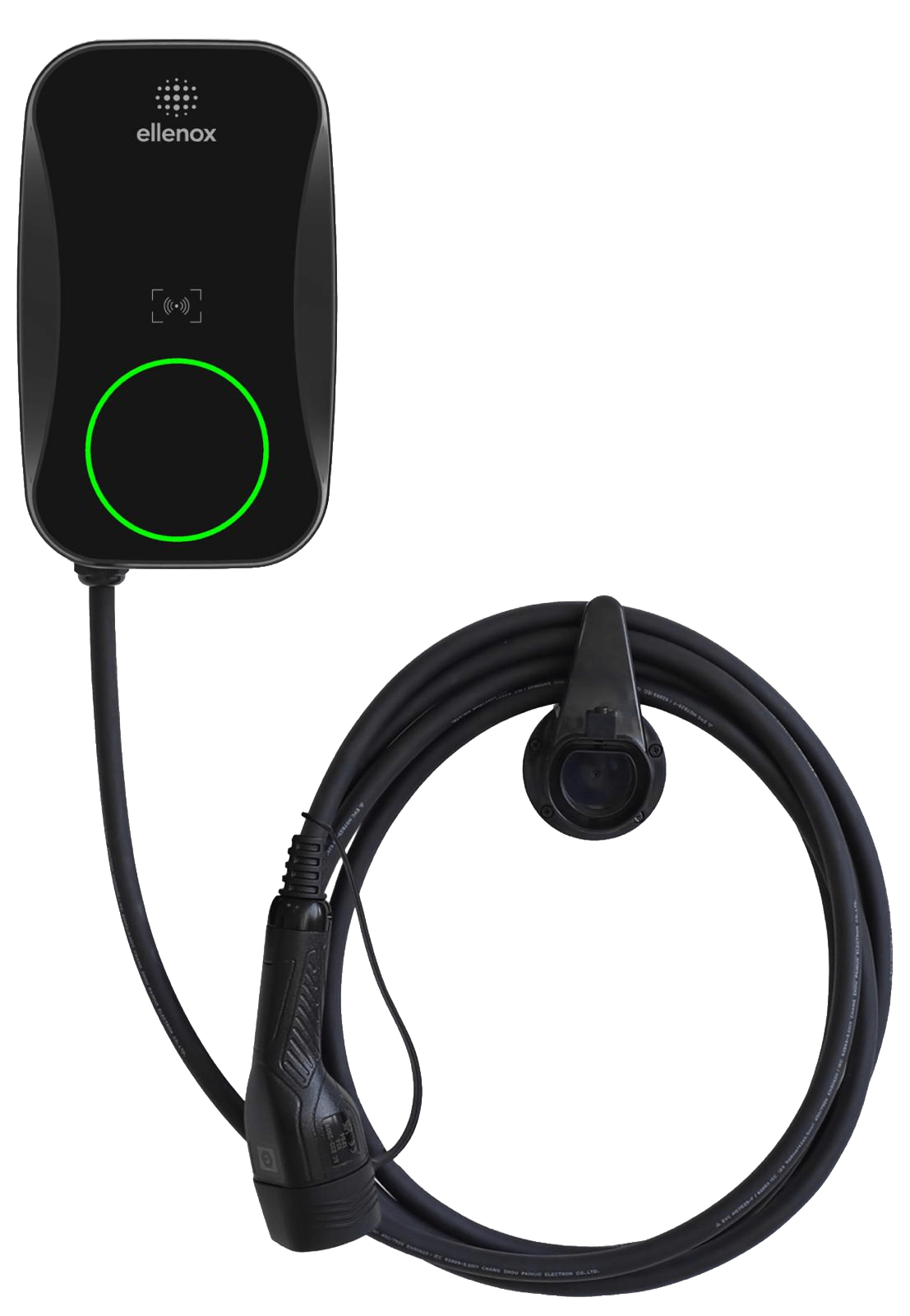 Ellenox smart EV charger installed on a house wall