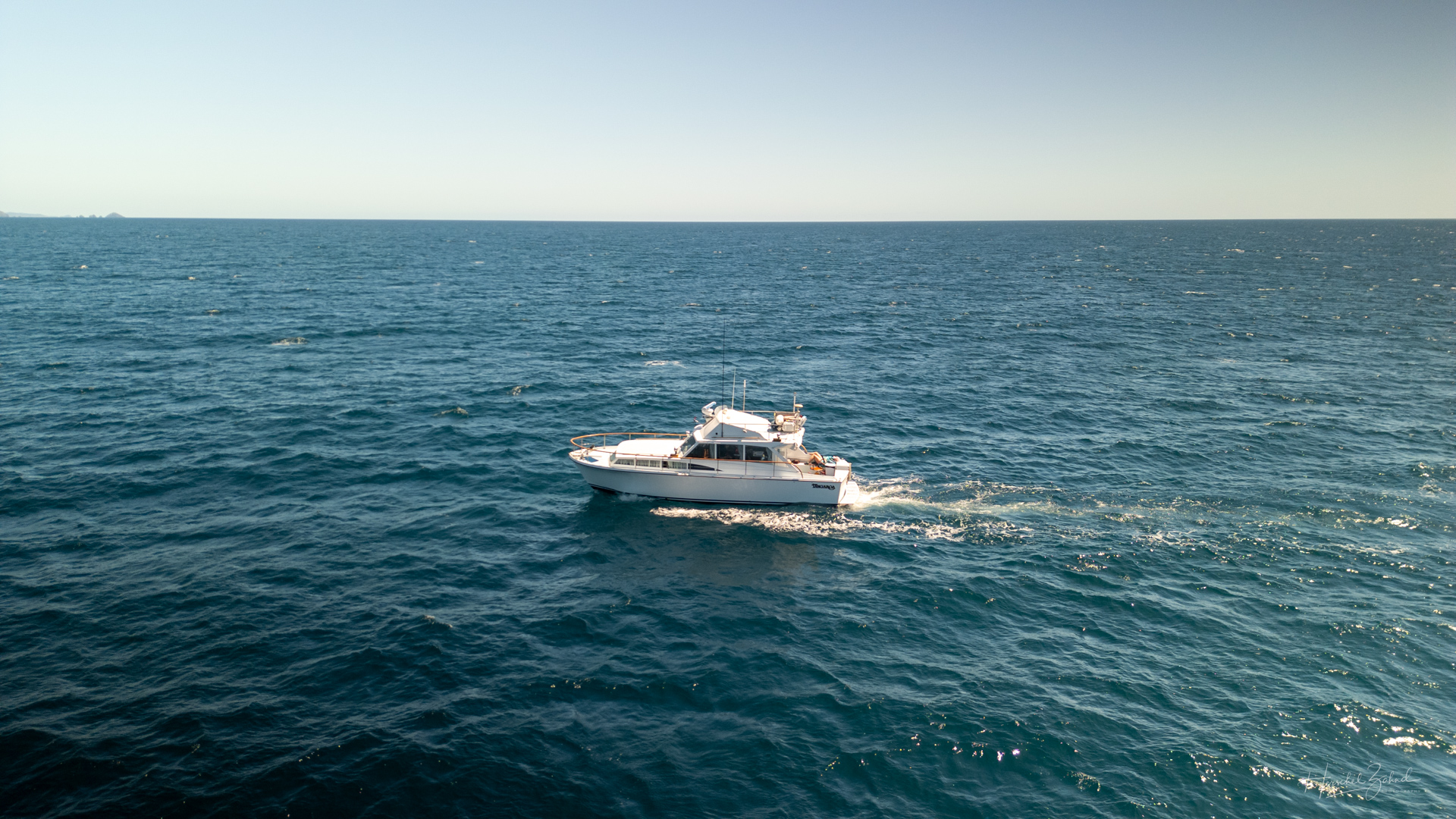 Aerial view of support boat