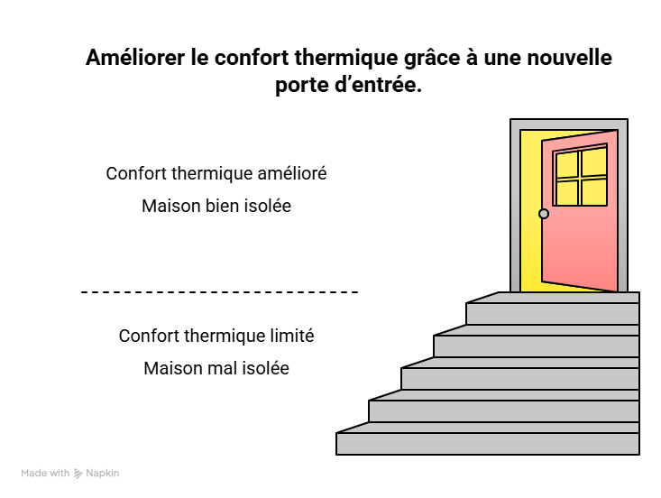 Maison avec porte d’entrée moderne installée au printemps pour améliorer l’isolation thermique avant l’été. Maison avec porte d’entrée moderne installée au printemps pour améliorer l’isolation thermique avant l’été.