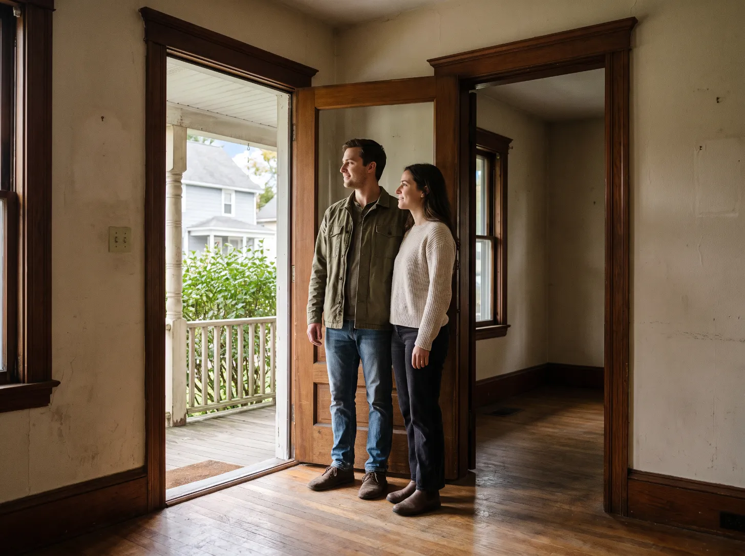 First-time homebuyers celebrating their new home