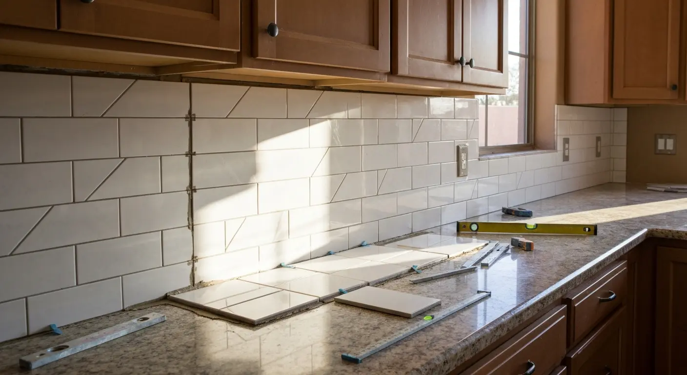 Tile backsplash installation