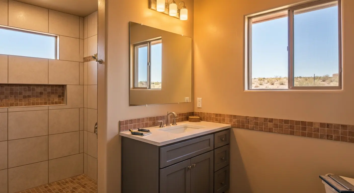 Bathroom tile and vanity installation