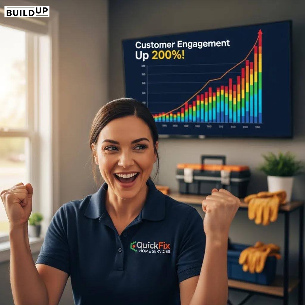 Business owner celebrating growth in customer engagement through SEO