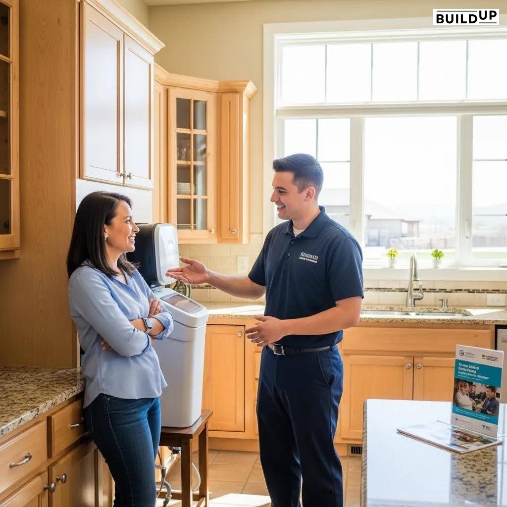 Home service provider engaging with a customer in a Utah home, illustrating effective lead generation