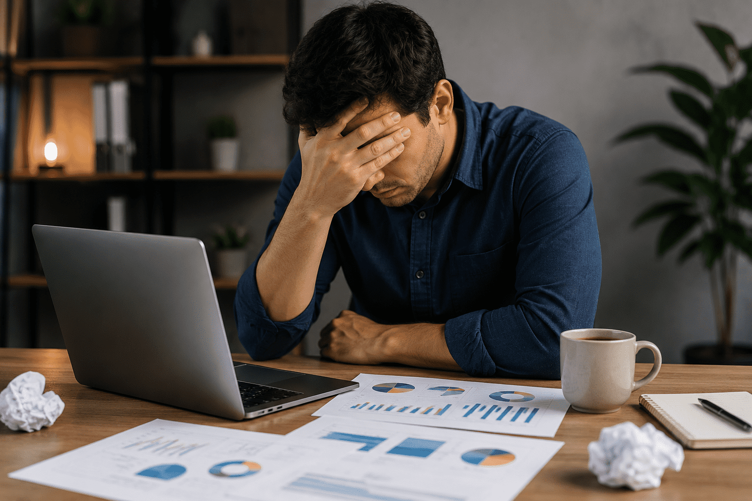 Business owner frustrated by mistakes while managing seo automation on a laptop. Business owner frustrated by mistakes while managing seo automation on a laptop.