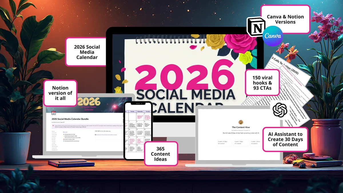2026 AI Social Media Bundle shown on laptop, tablet and phone