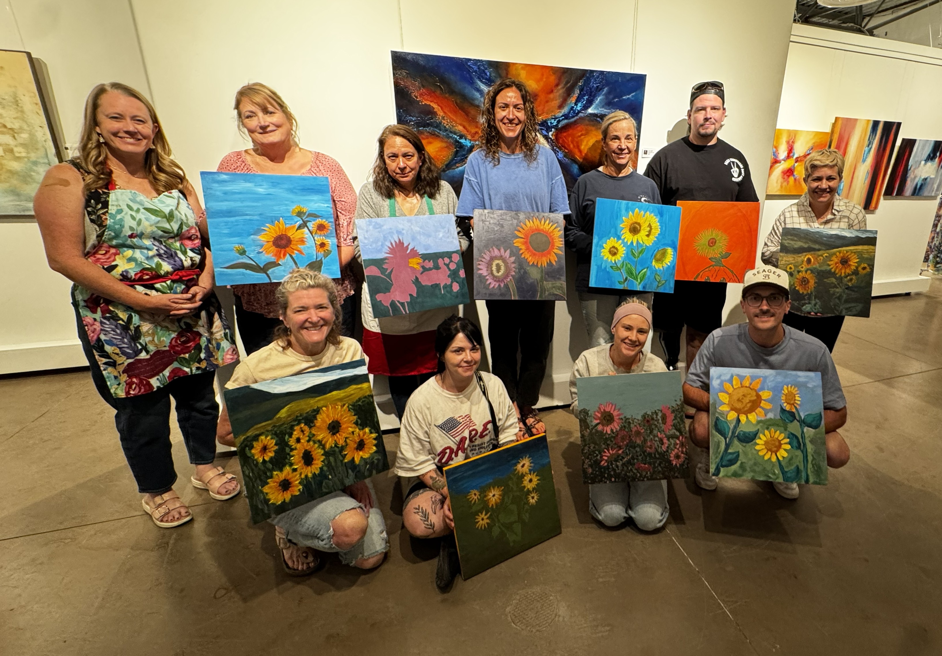 group photo of a class at create gallery and frames with danica factor