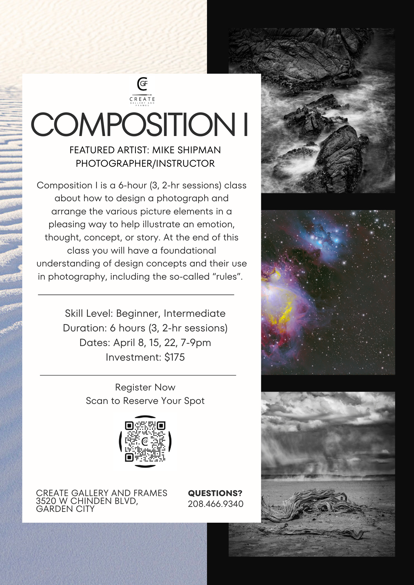 Photography composition class taught by photographer Mike Shipman at Create Gallery and Frames.