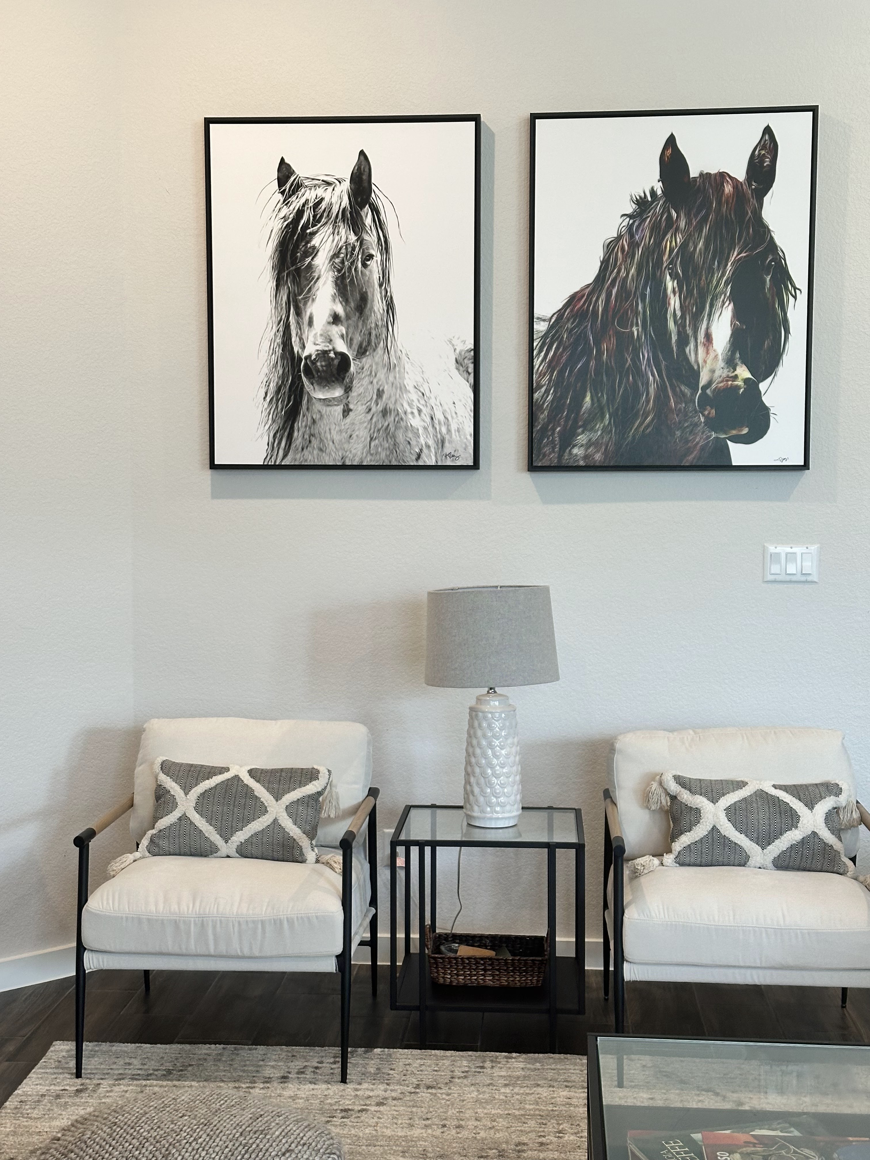 textured original artwork creating atmosphere in interior space in a collectors home. artwork from create gallery and frames in garden city idaho.
