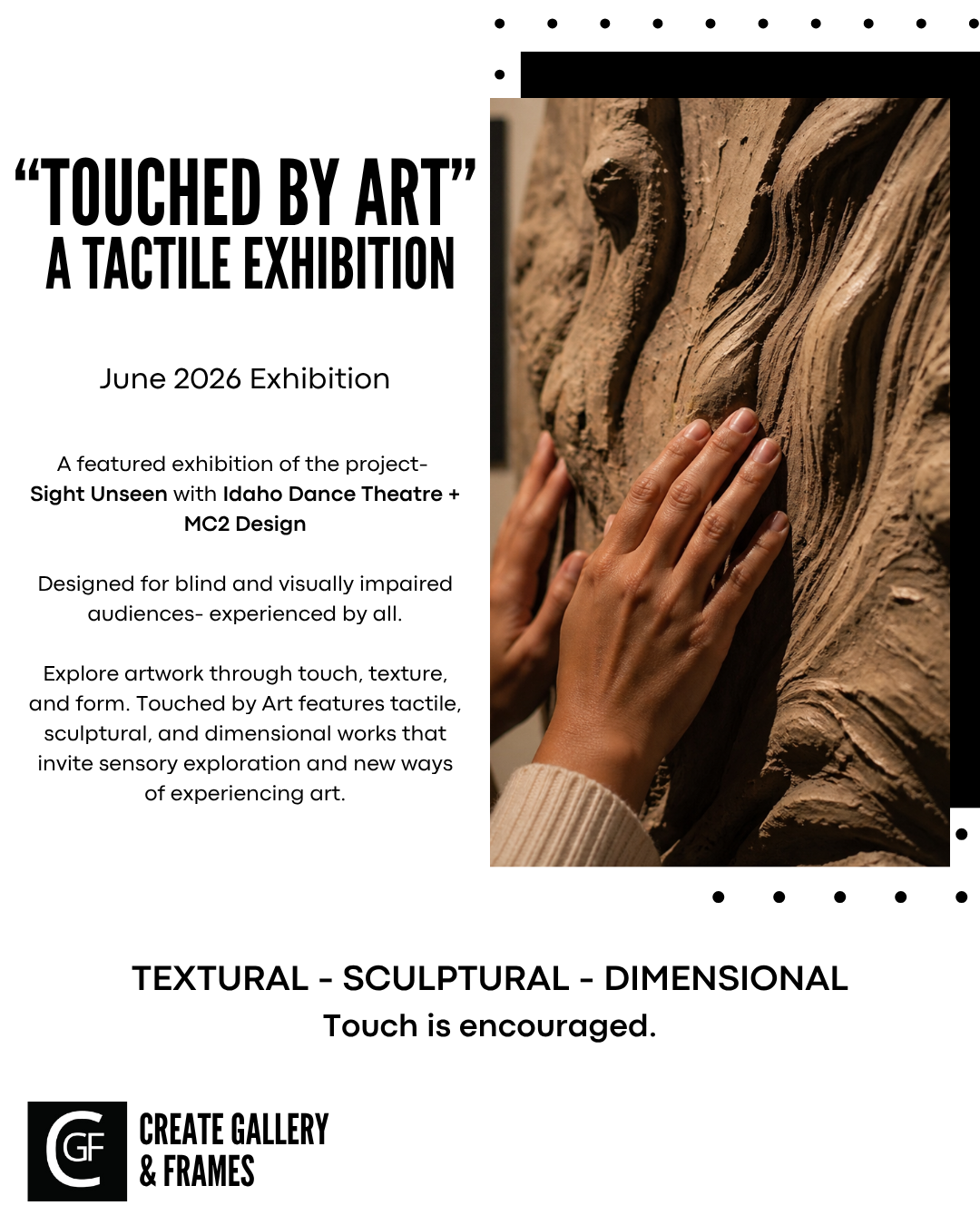 touched by art exhibition at create gallery and frames in garden city idaho during the sight unseen event