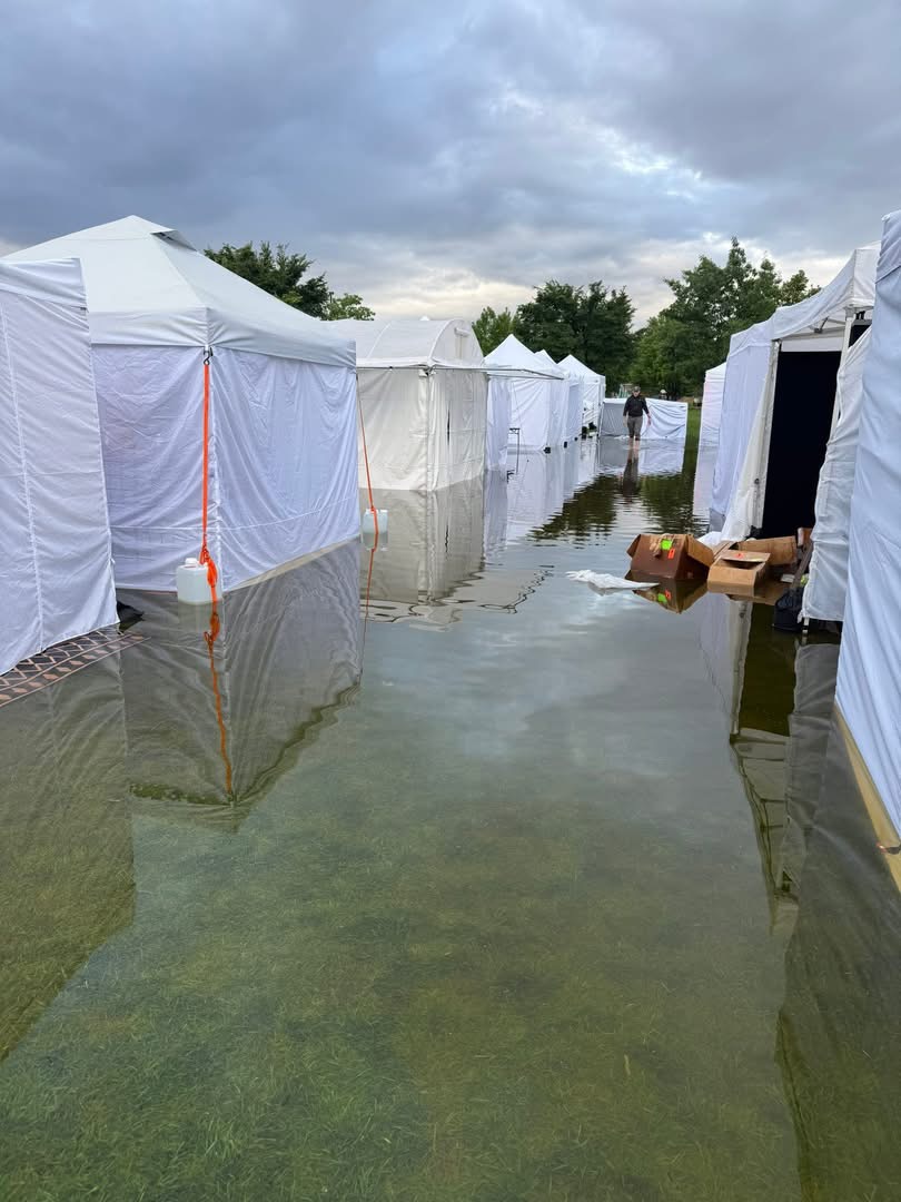 Flooding at the Meridian Fine Art Festival after severe storms swept through the Treasure Valley.