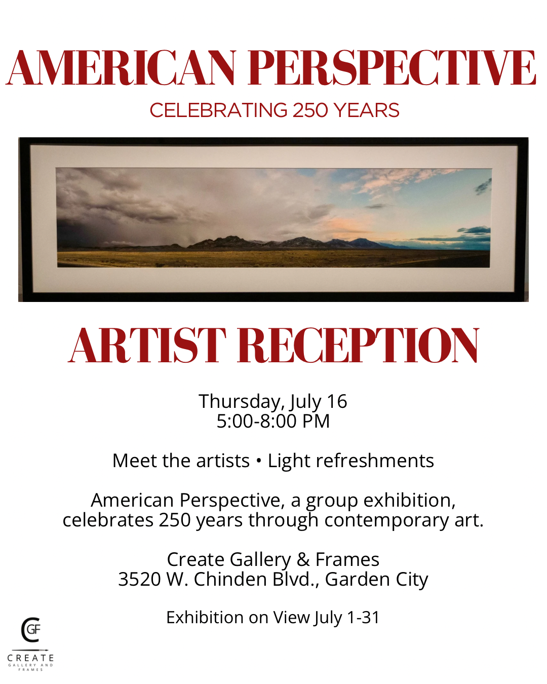 create gallery and frames in garden city idaho celebrates 250 years of america with exhibition american perspective and an artist reception to celebrate the artists